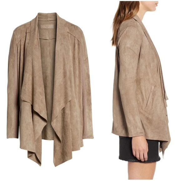BLANKNYC Cloud Nine Waterfall Drape Jacket Open Front Mt Rushmore Brown Size M - Picture 1 of 8